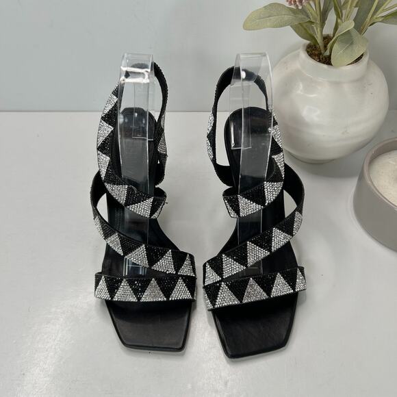 Schutz Jodie Shine Strappy Sandal Hematite Crystal Women's US 6.5B NWOB - Picture 3 of 9